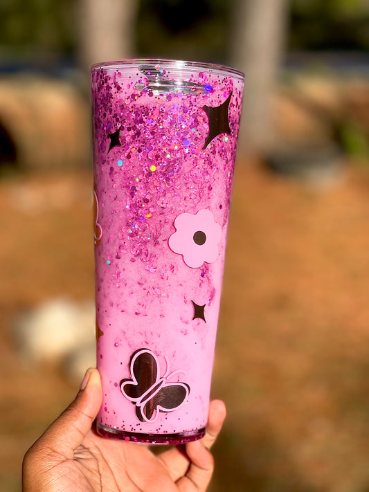 Pretty & Pink Snowglobe Tumbler