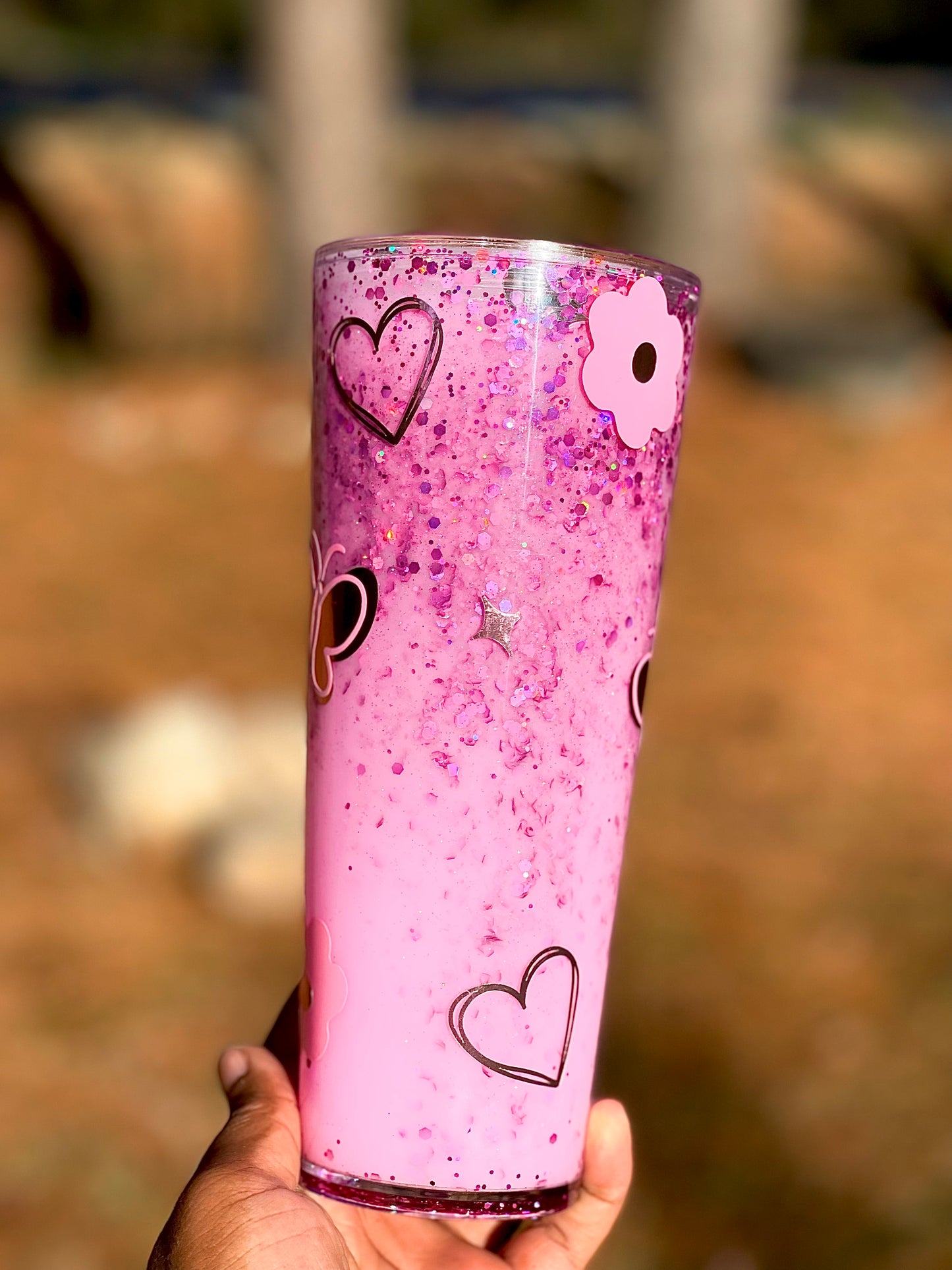 Pretty & Pink Snowglobe Tumbler