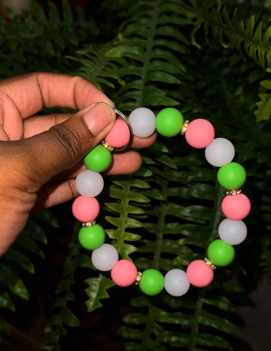 Pink and Green Wristlet